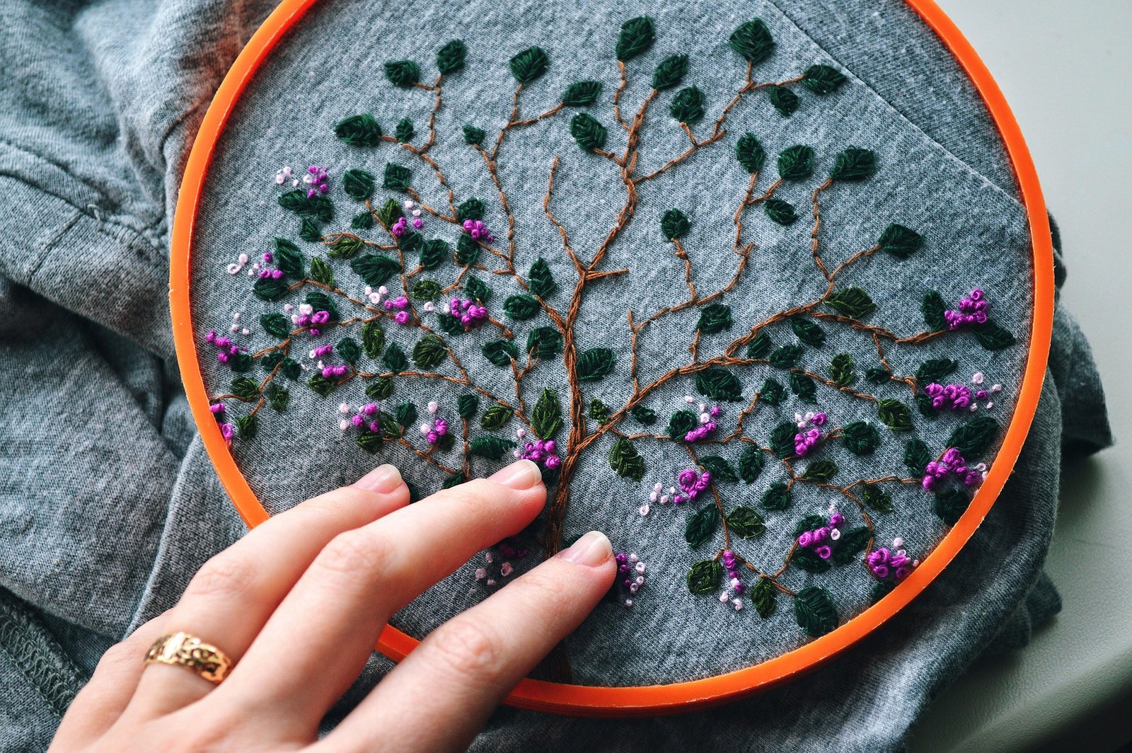 Embroidery and finishing detail